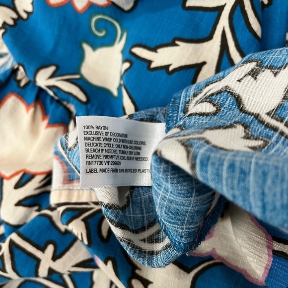 Knox Rose Blue Floral V Neck Wrap Tiered Hem Long Dress - Picture 13 of 13